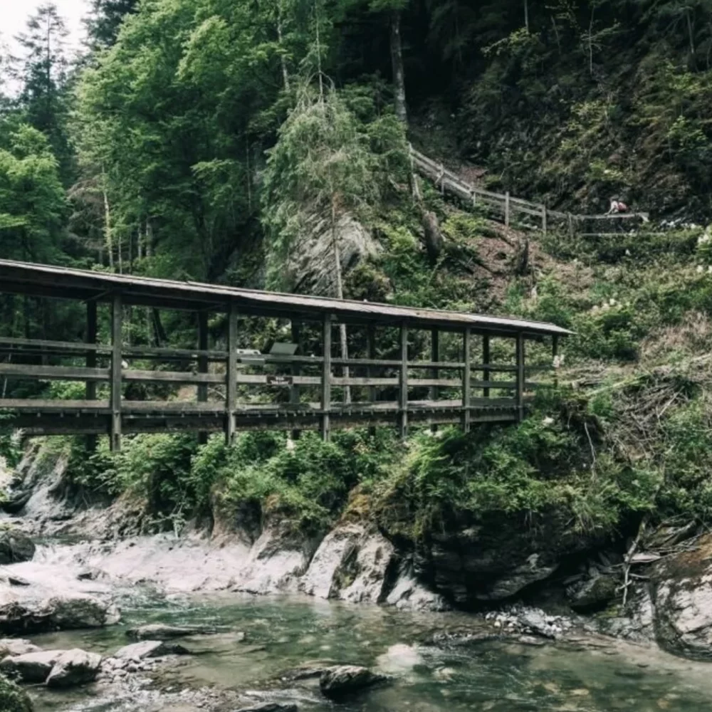 Stege und Wasser in der Donnersbacher Klamm